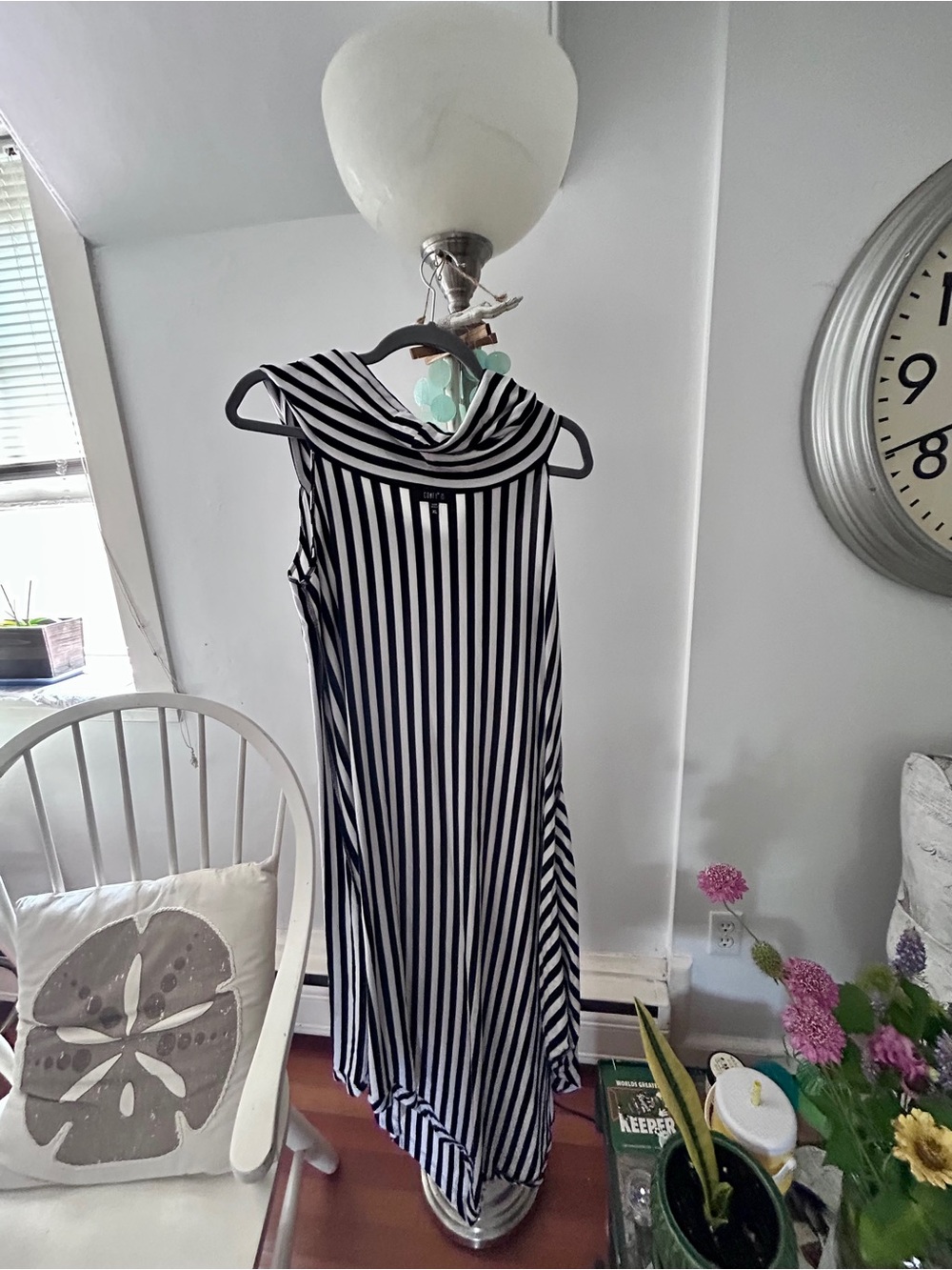 Comfy USA Black and White Striped Sleeveless Maxi Dress